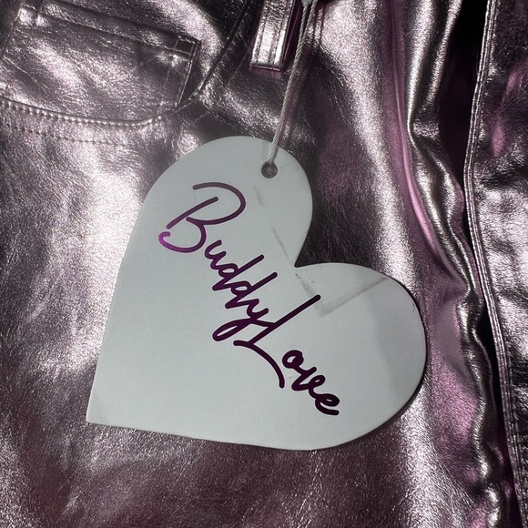 BUDDY LOVE TRAVOLTA-3 WOMEN'S SIZE 26 PINK METALLIC SHINY PANTS 5 POCKET - Picture 5 of 15